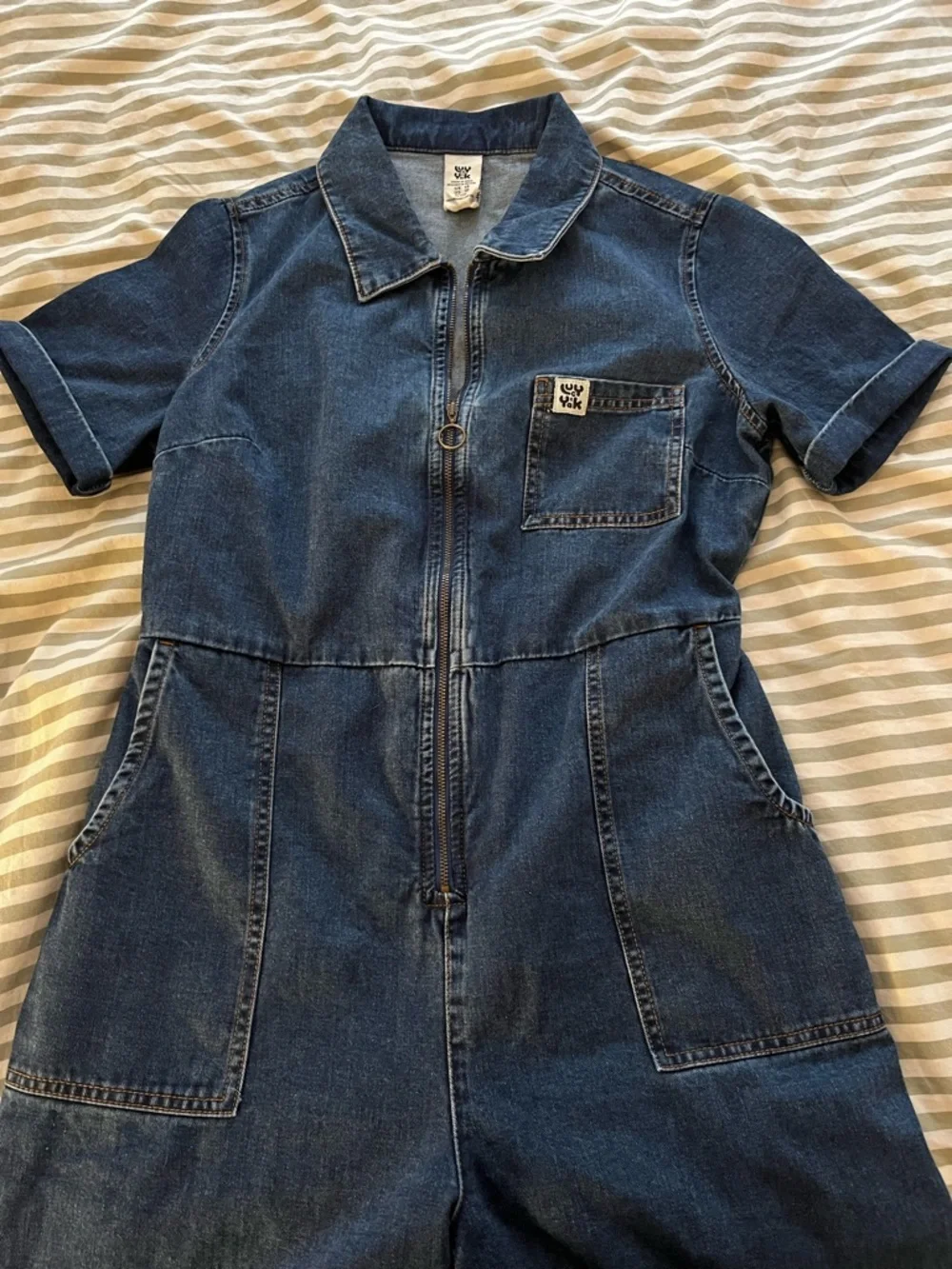 Lucy&Yak Denim Zip Front Jumpsuit - Blue - Picture 1 of 8